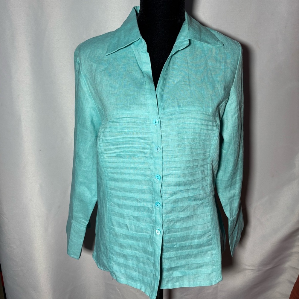 Tracy M Turquoise Button-Down Women's Shirt